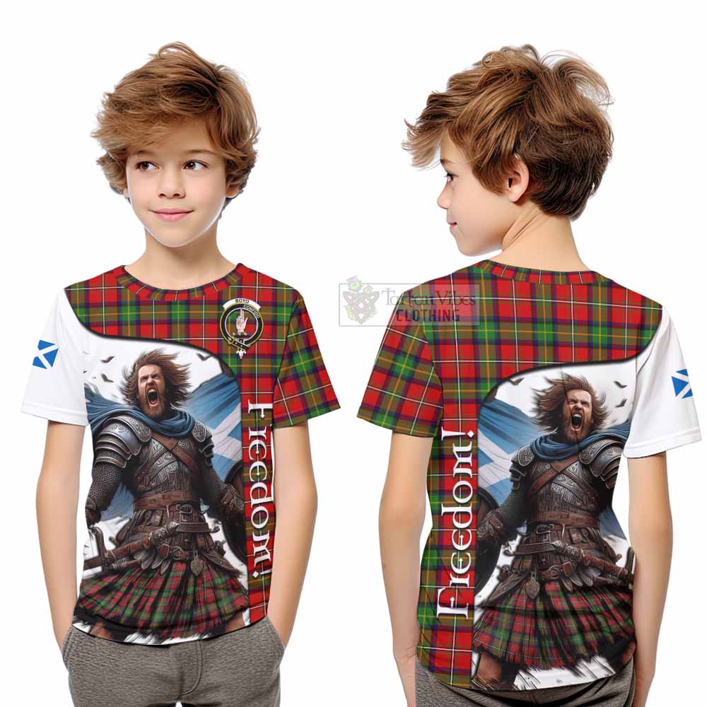 Tartan Vibes Clothing Boyd Crest Tartan Kid T-Shirt Inspired by the Freedom of Scottish Warrior