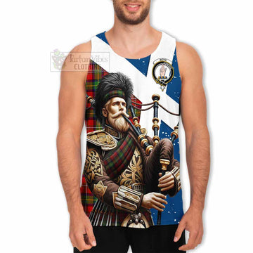 Boyd Tartan Men's Tank Top with Family Crest Scottish Bagpiper Vibes