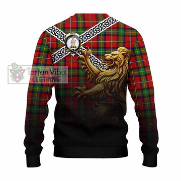 Boyd Crest Tartan Knitted Sweater with Golden Lion Emblem Celtic Style - Tartan Vibes Clothing