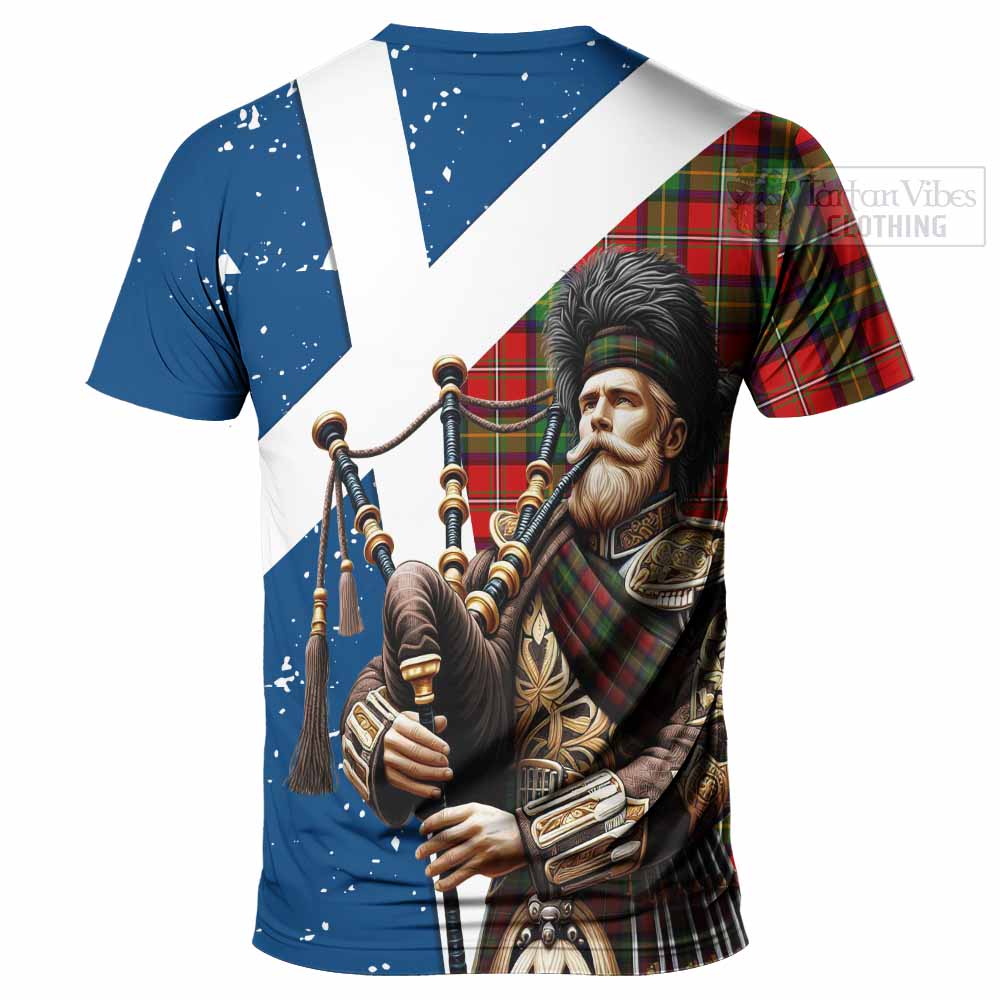 Tartan Vibes Clothing Boyd Tartan T-Shirt with Family Crest Scottish Bagpiper Vibes