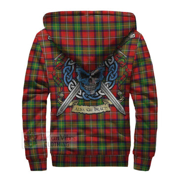 Boyd Tartan Sherpa Hoodie with Family Crest Celtic Skull Style - Tartan Vibes Clothing