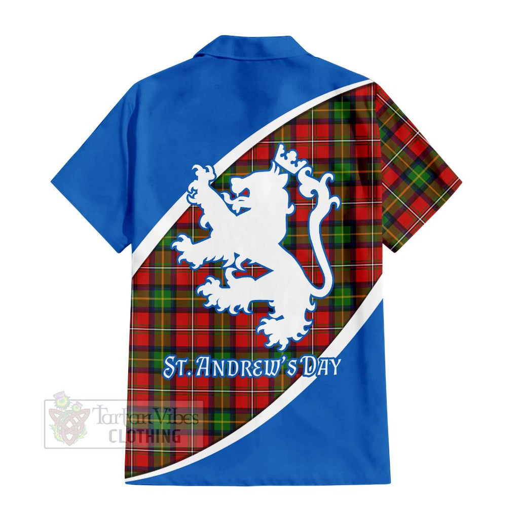 Tartan Vibes Clothing Boyd Family Crest Tartan Short Sleeve Button Shirt Celebrate Saint Andrew's Day in Style