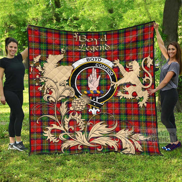 Boyd Tartan Quilt with Family Crest and Scottish Symbol Style