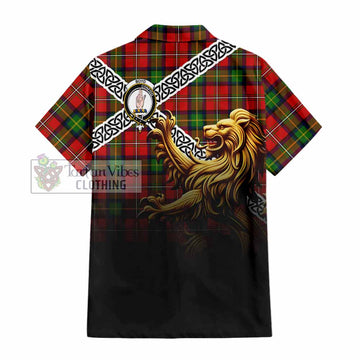 Boyd Crest Tartan Hawaiian Shirt with Golden Lion Emblem Celtic Style - Tartan Vibes Clothing