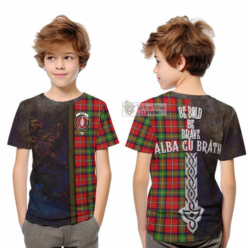 Boyd Tartan Family Crest Kid T-Shirt Alba Gu Brath Be Brave Lion Ancient Style - Tartan Vibes Clothing