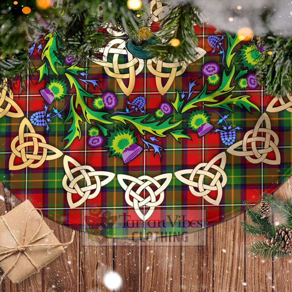 Tartan Vibes Clothing Boyd Tartan Christmas Tree Skirt with Thistle Celtic Knot Style