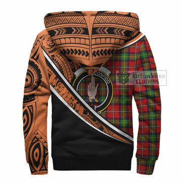 Boyd Crest Tartan Sherpa Hoodie with Polynesian Vibes Style - Orange Version