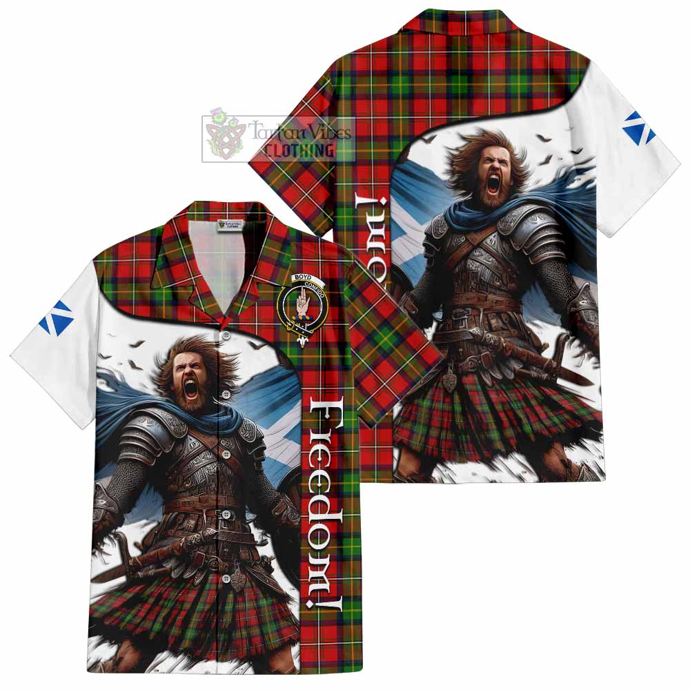 Tartan Vibes Clothing Boyd Crest Tartan Short Sleeve Button Shirt Inspired by the Freedom of Scottish Warrior