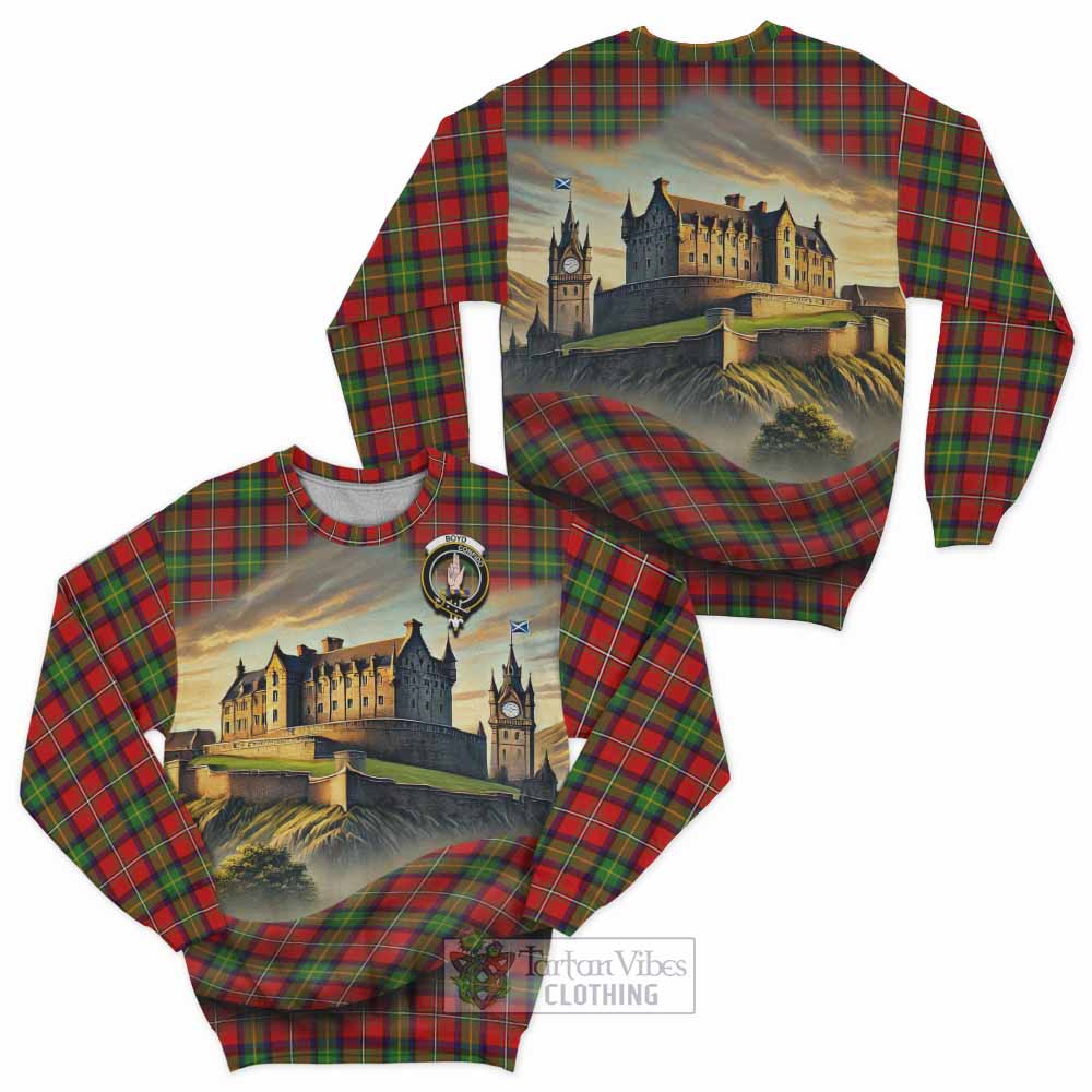 Boyd Tartan Family Crest Sweatshirt with Scottish Ancient Castle Style - Tartan Vibes Clothing