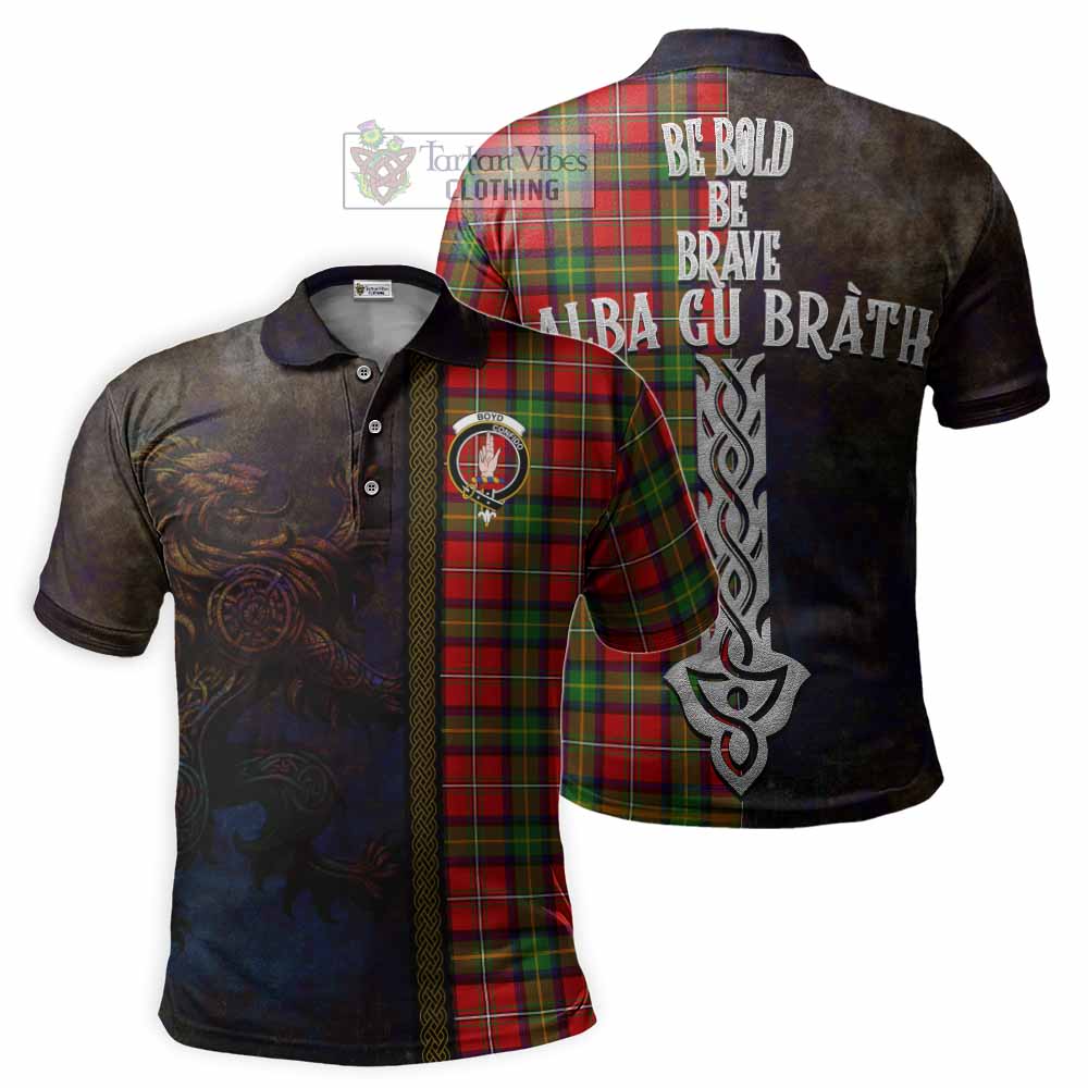 Boyd Tartan Family Crest Polo Shirt Alba Gu Brath Be Brave Lion Ancient Style - Tartan Vibes Clothing