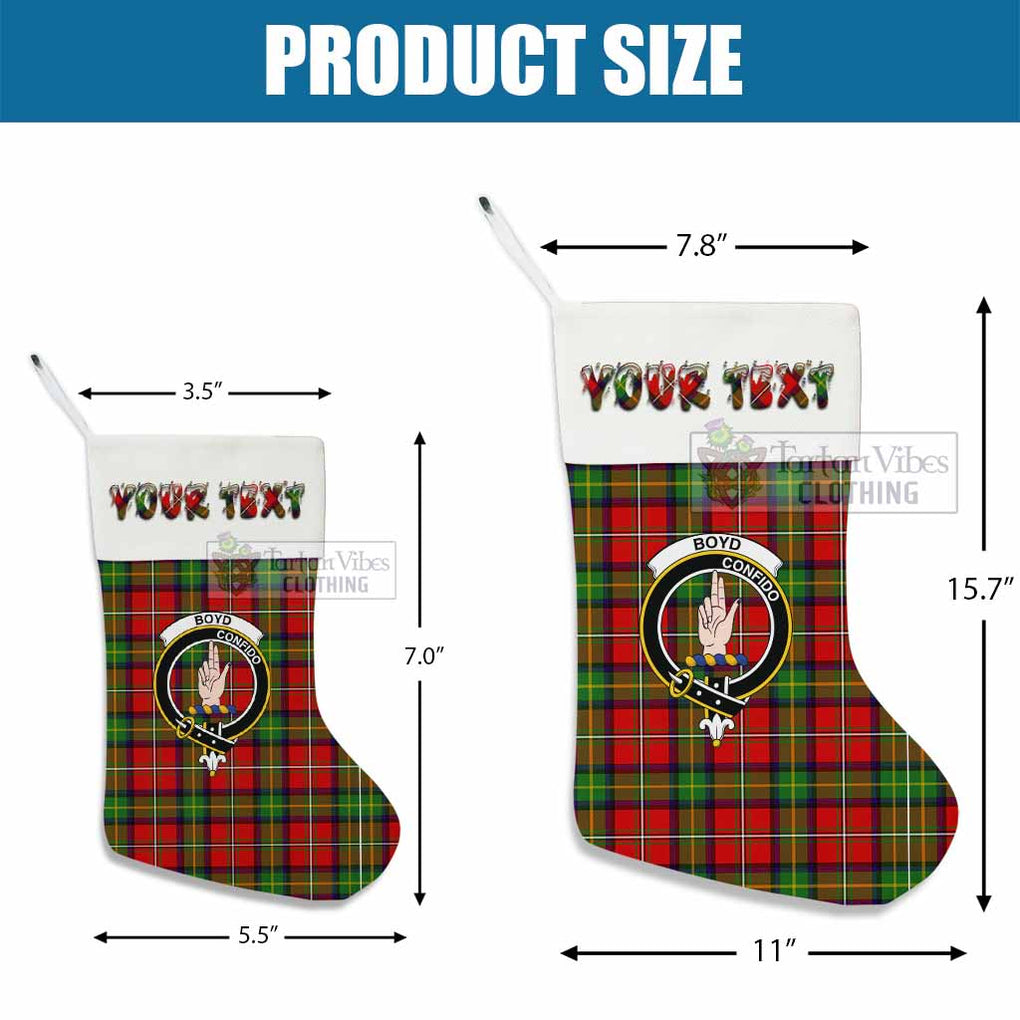 Tartan Vibes Clothing Boyd Tartan Family Crest Christmas Stocking with Personalized Text