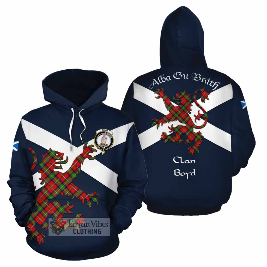 Tartan Vibes Clothing Boyd Tartan Lion Rampant Cotton Hoodie Proudly Display Your Heritage with Alba Gu Brath and Clan Name