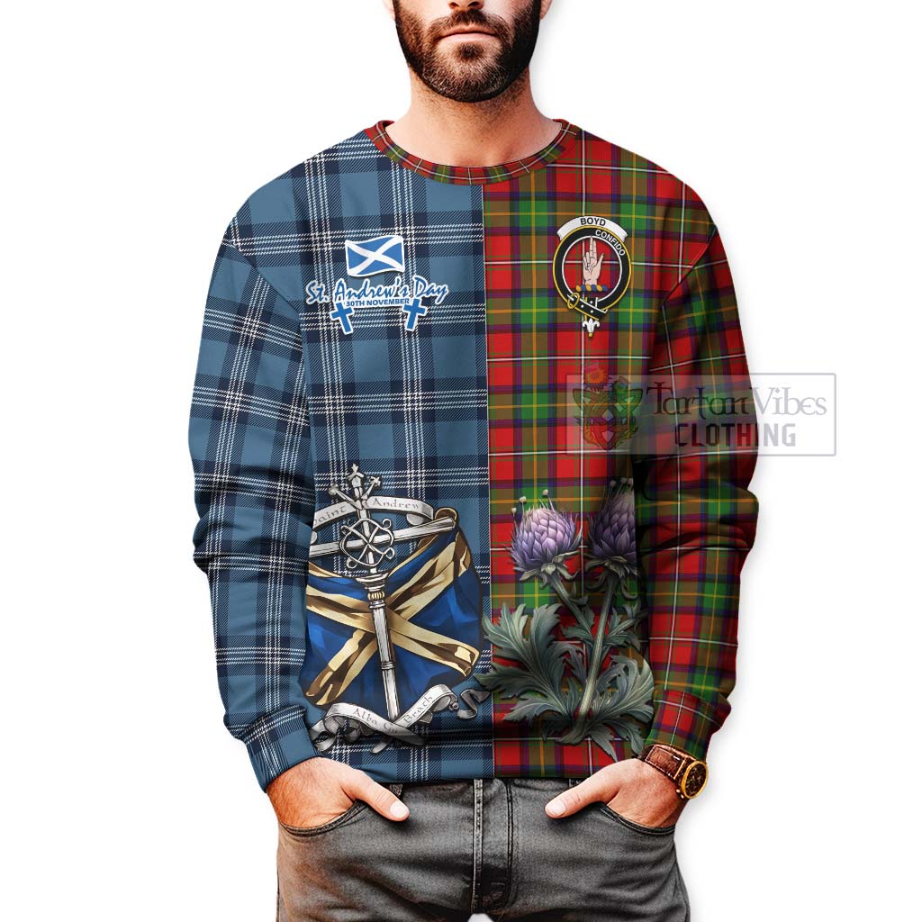 Tartan Vibes Clothing Boyd Tartan Sweatshirt Happy St. Andrew's Day Half Tartan Style