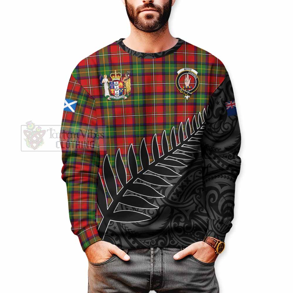 Tartan Vibes Clothing Boyd Crest Tartan Sweatshirt with New Zealand Silver Fern Half Style