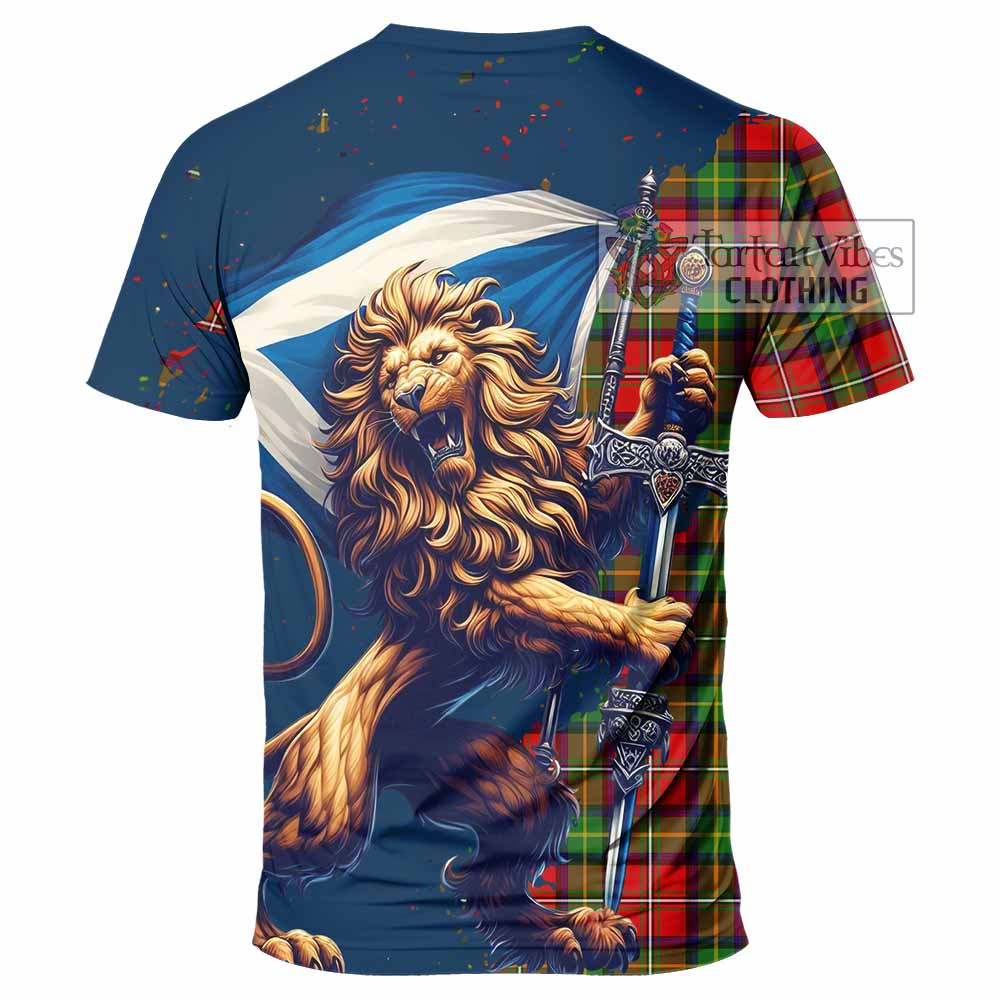 Tartan Vibes Clothing Boyd Tartan Family Crest T-Shirt with Scottish Majestic Lion