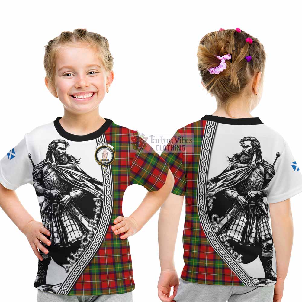 Boyd Tartan Clan Crest Kid T-Shirt with Highlander Warrior Celtic Style