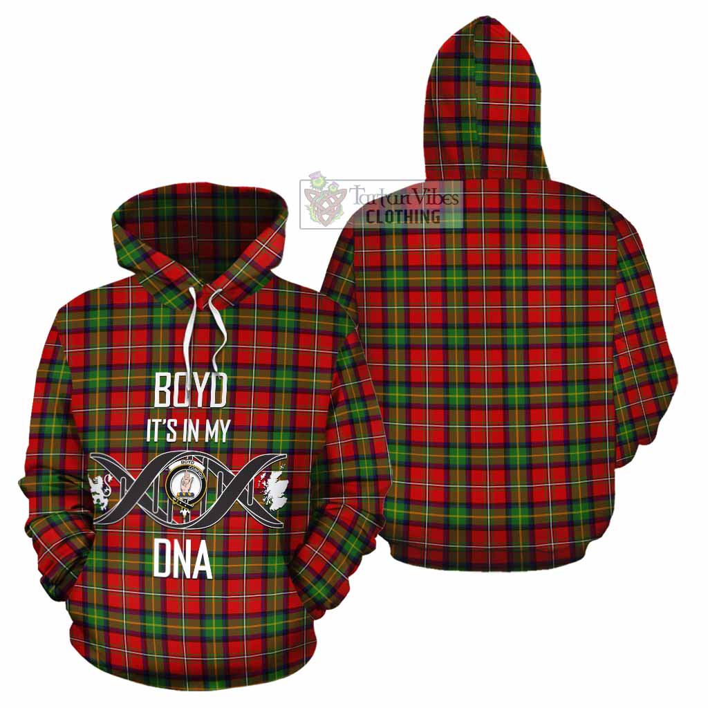 Tartan Vibes Clothing Boyd Tartan Cotton Hoodie with Family Crest DNA In Me Style