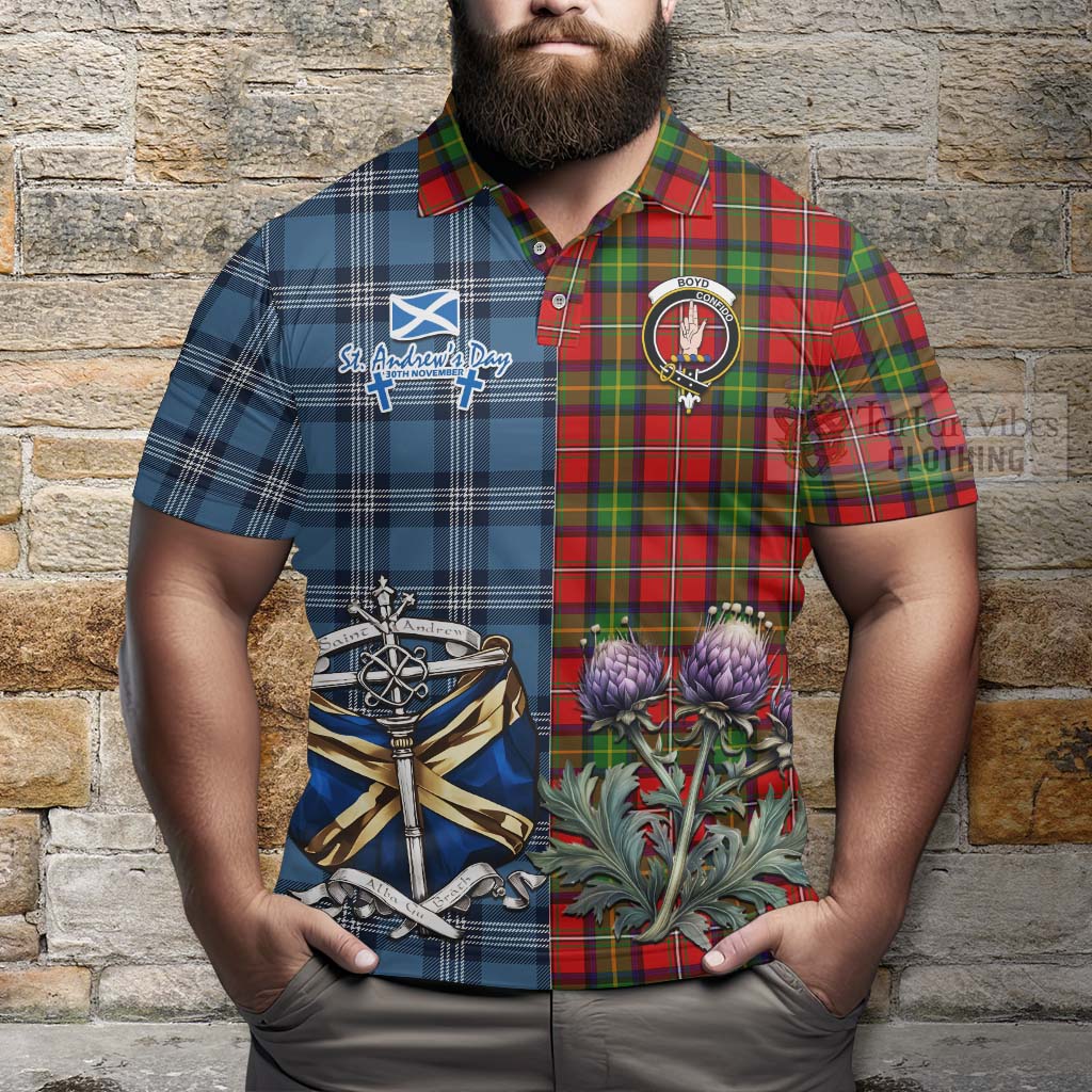 Tartan Vibes Clothing Boyd Tartan Polo Shirt Happy St. Andrew's Day Half Tartan Style