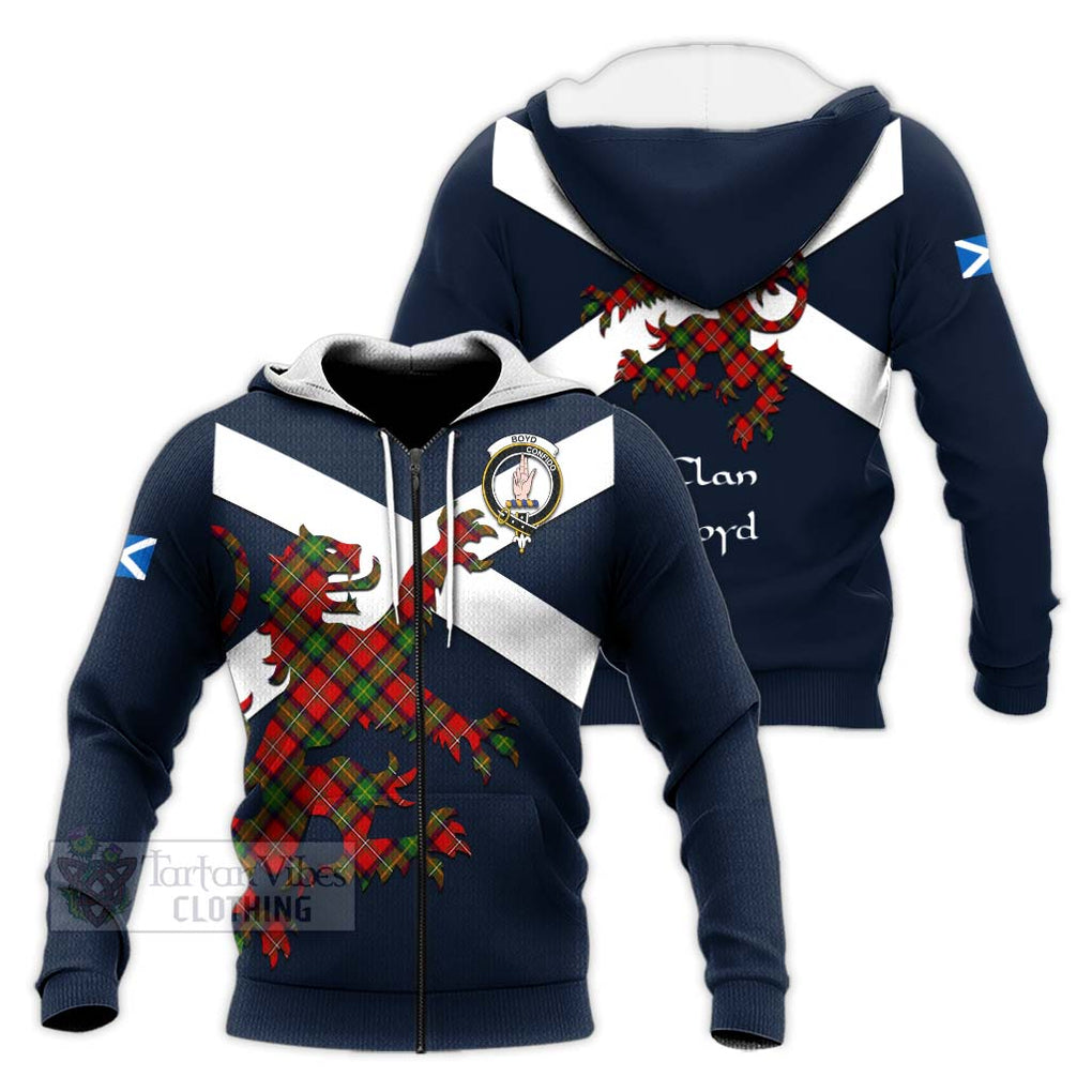 Tartan Vibes Clothing Boyd Tartan Lion Rampant Knitted Hoodie – Proudly Display Your Heritage with Alba Gu Brath and Clan Name