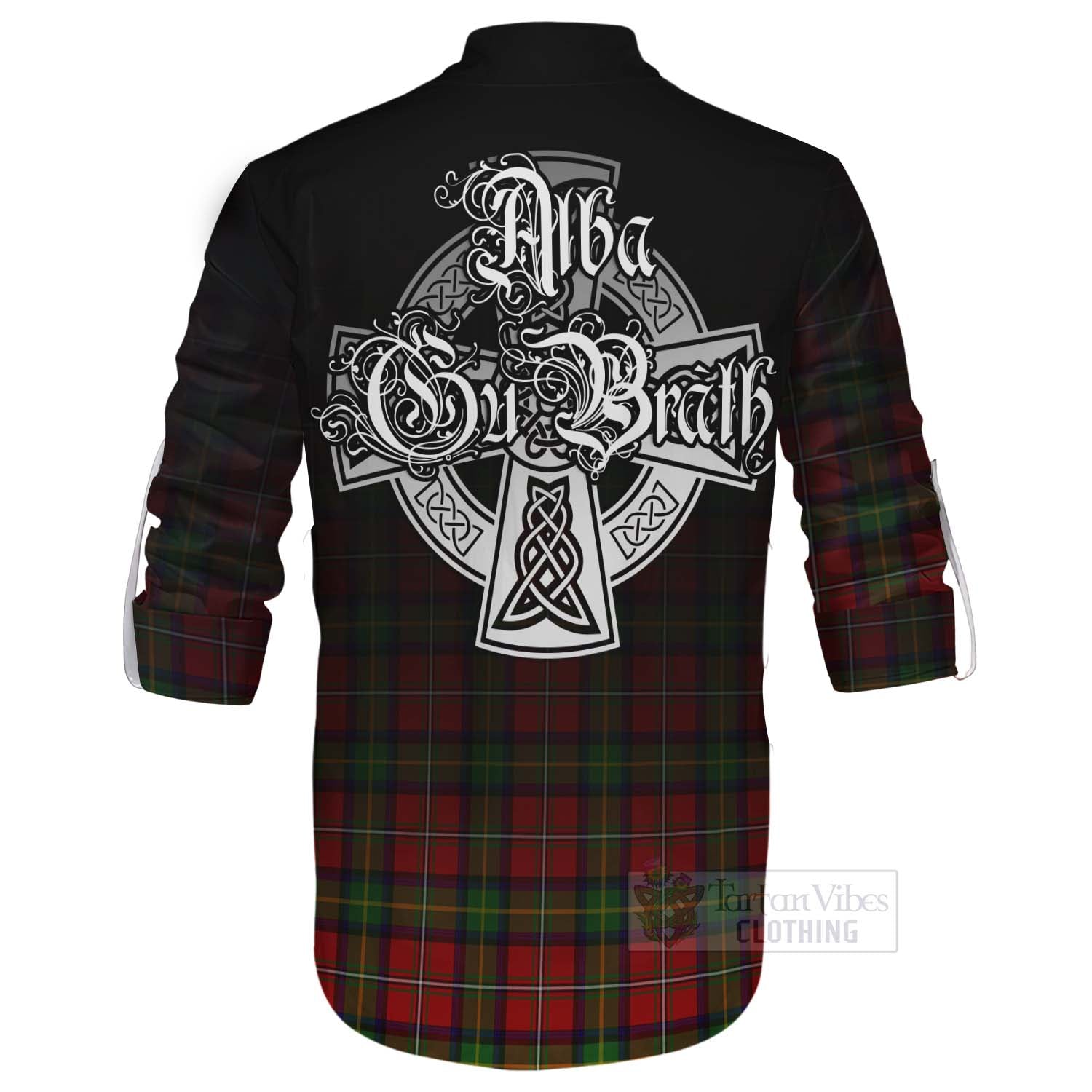 Tartan Vibes Clothing Boyd Tartan Ghillie Kilt Shirt Featuring Alba Gu Brath Family Crest Celtic Inspired