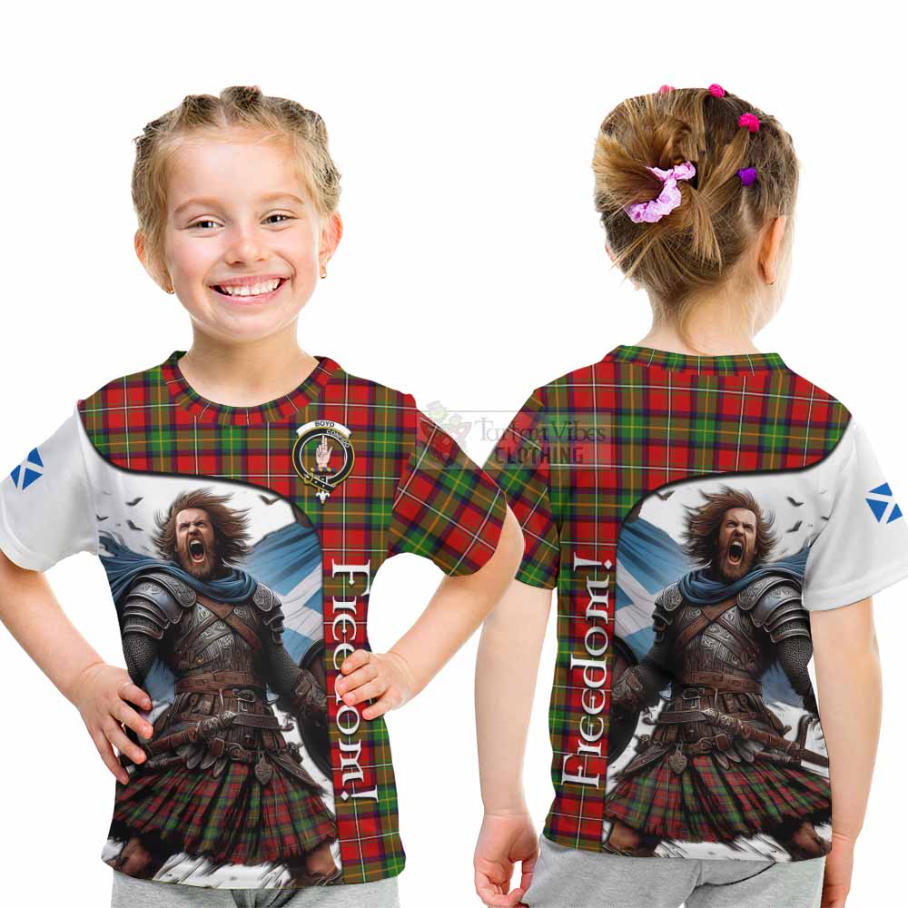 Tartan Vibes Clothing Boyd Crest Tartan Kid T-Shirt Inspired by the Freedom of Scottish Warrior