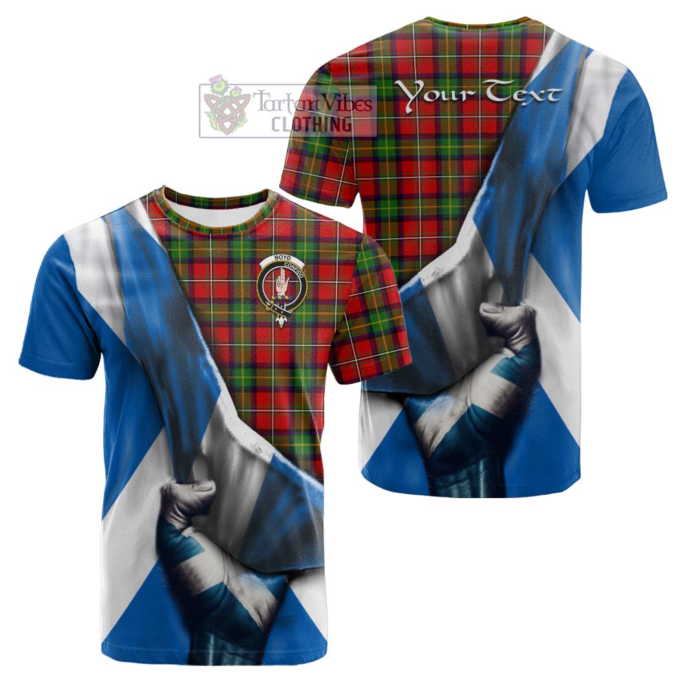 Tartan Vibes Clothing Boyd Tartan Cotton T-shirt with Family Crest Scotland Patriotic Style