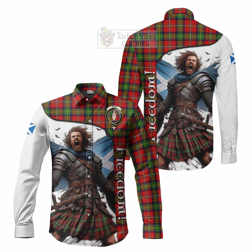 Tartan Vibes Clothing Boyd Crest Tartan Long Sleeve Button Shirt Inspired by the Freedom of Scottish Warrior