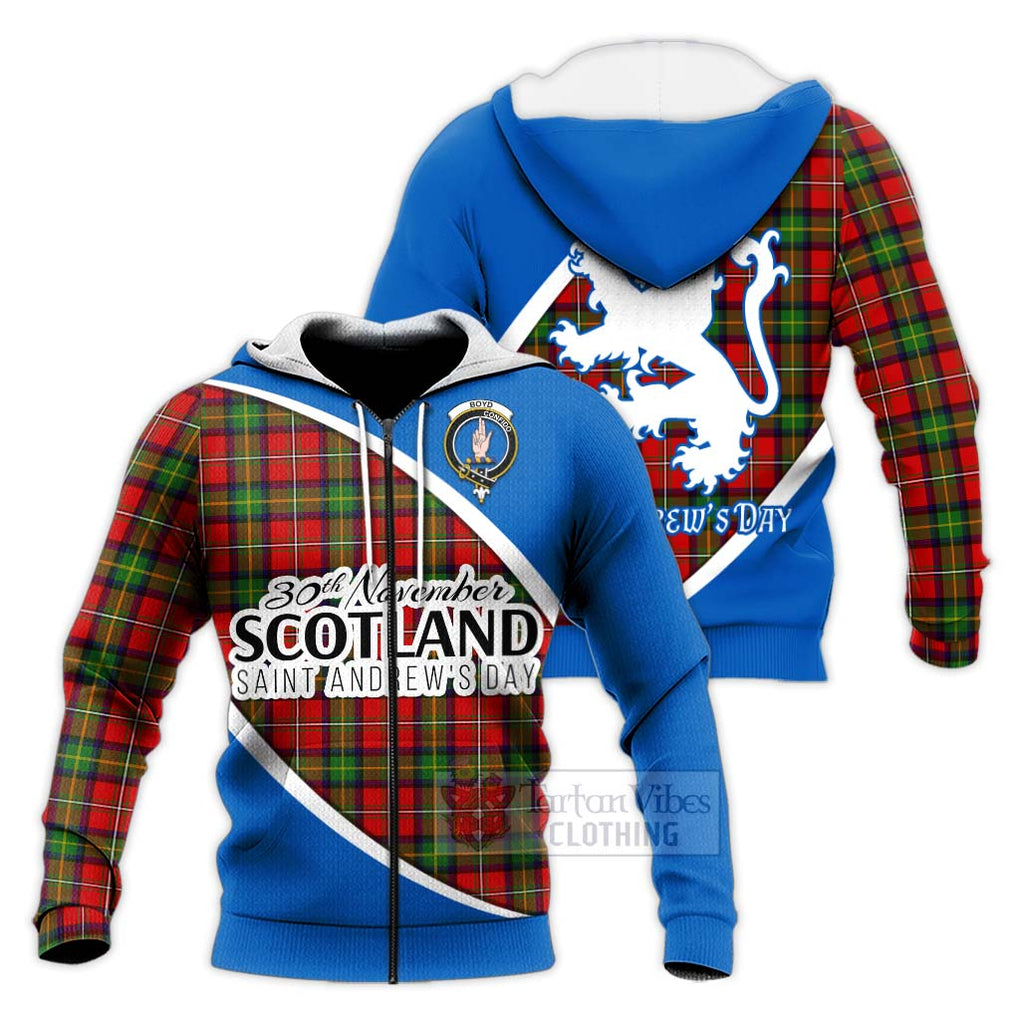 Tartan Vibes Clothing Boyd Family Crest Tartan Knitted Hoodie Celebrate Saint Andrew's Day in Style