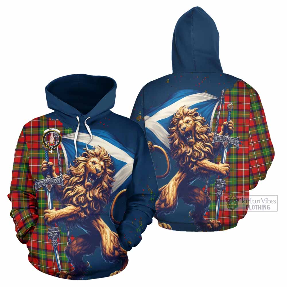 Boyd Tartan Family Crest Hoodie with Scottish Majestic Lion