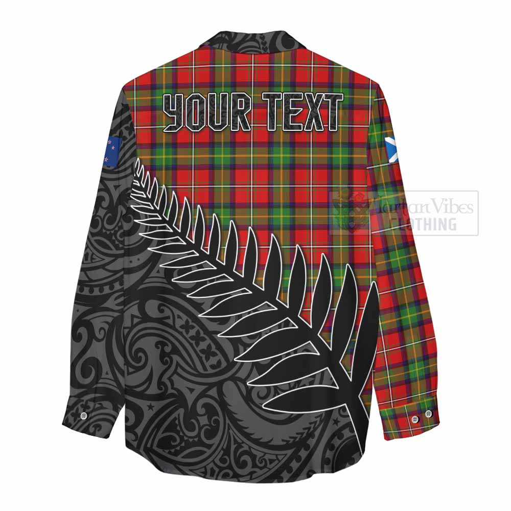 Tartan Vibes Clothing Boyd Crest Tartan Women's Casual Shirt with New Zealand Silver Fern Half Style