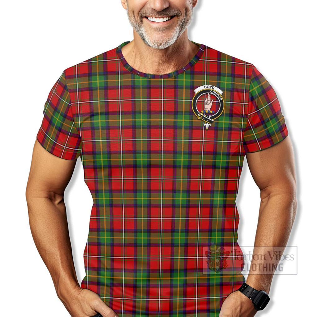 Tartan Vibes Clothing Boyd Tartan T-Shirt with Family Crest Celtic Skull Style