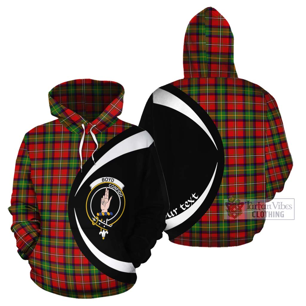 Tartan Vibes Clothing Boyd Tartan Cotton Hoodie with Family Crest Circle Style