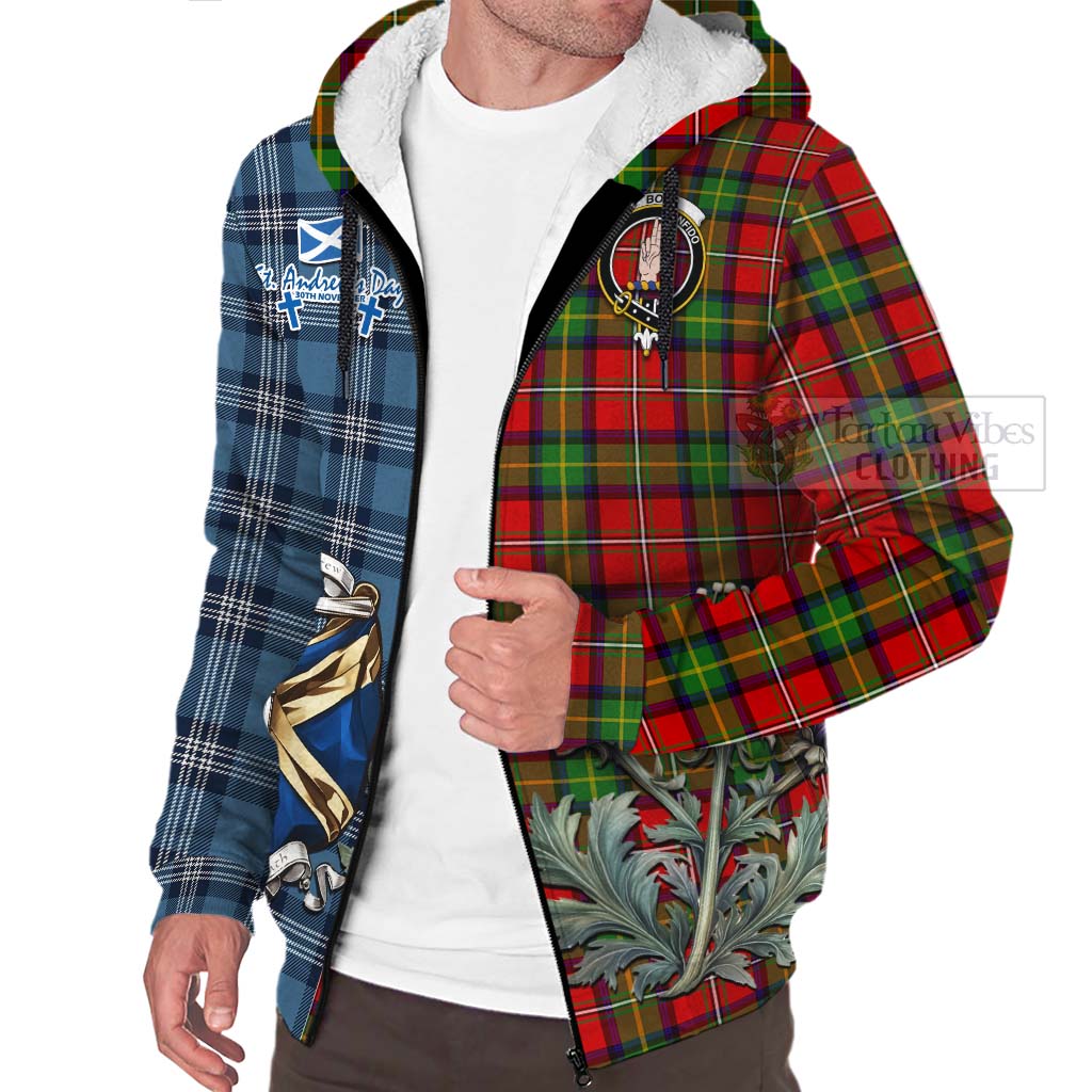 Tartan Vibes Clothing Boyd Tartan Sherpa Hoodie Happy St. Andrew's Day Half Tartan Style