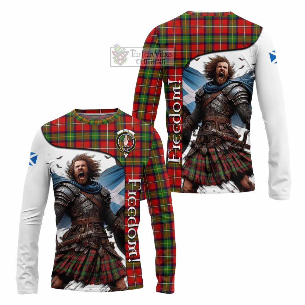 Tartan Vibes Clothing Boyd Crest Tartan Long Sleeve T-Shirt Inspired by the Freedom of Scottish Warrior