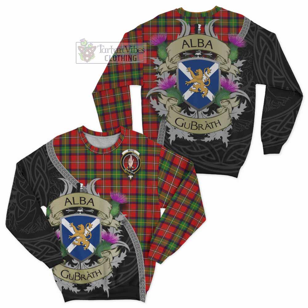 Boyd Tartan Family Crest Sweatshirt Lion Rampant Royal Thistle Shield Celtic Inspired - Tartan Vibes Clothing