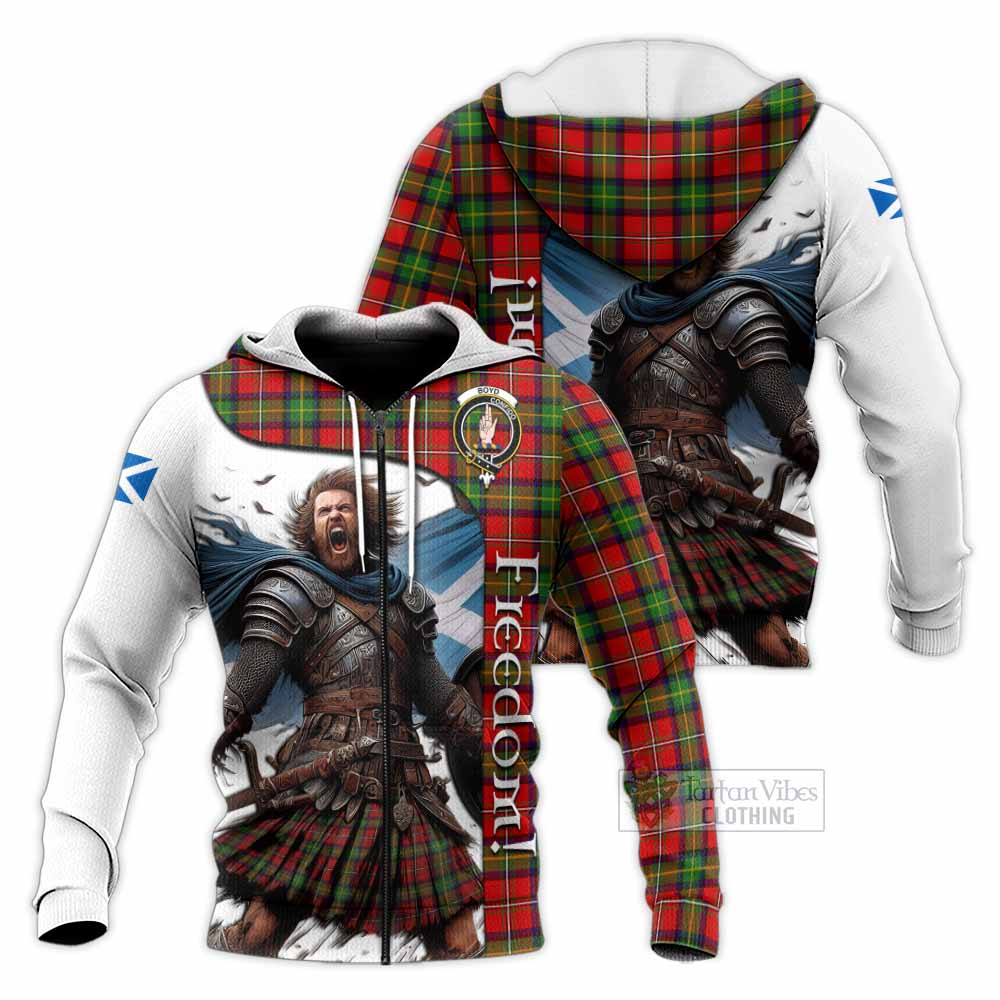 Tartan Vibes Clothing Boyd Crest Tartan Knitted Hoodie Inspired by the Freedom of Scottish Warrior