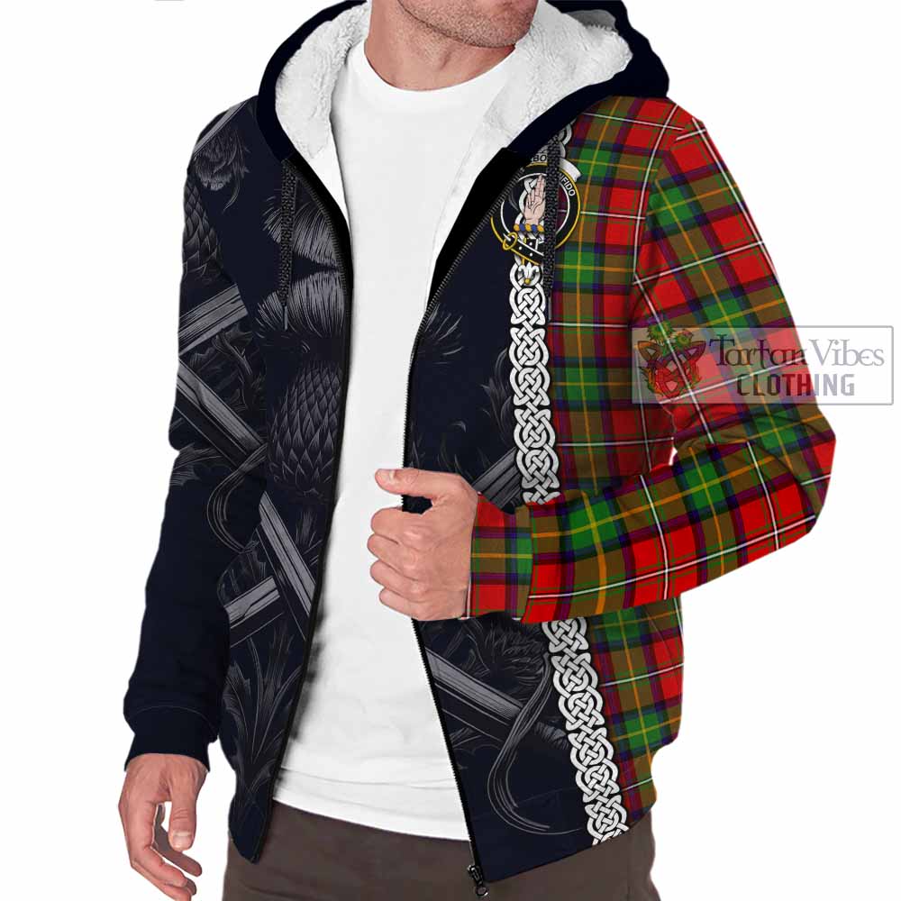 Boyd Tartan Sherpa Hoodie with Family Crest Cross Sword Thistle Celtic Vibes - Tartan Vibes Clothing