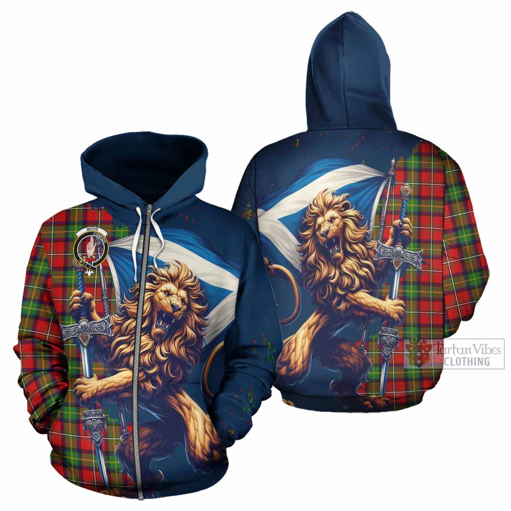 Boyd Tartan Family Crest Hoodie with Scottish Majestic Lion