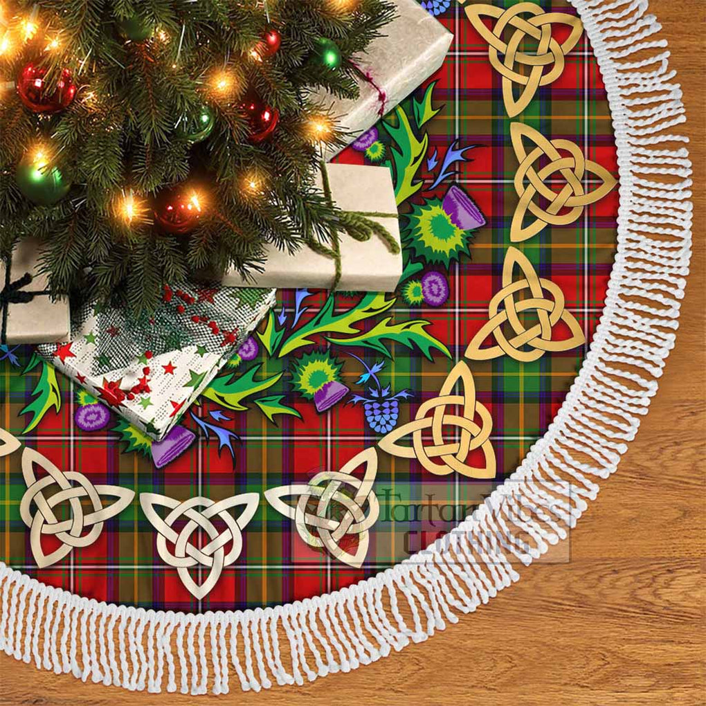 Tartan Vibes Clothing Boyd Tartan Christmas Tree Skirt with Thistle Celtic Knot Style