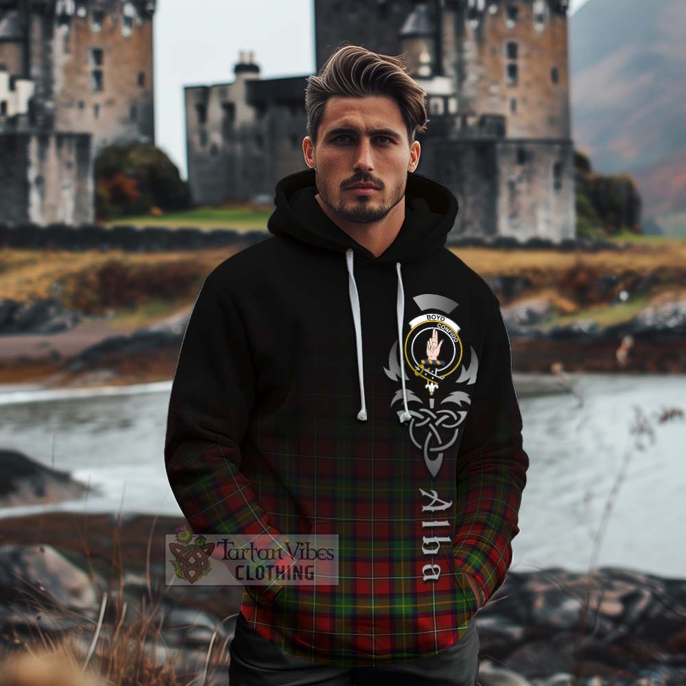 Tartan Vibes Clothing Boyd Tartan Cotton Hoodie Featuring Alba Gu Brath Family Crest Celtic Inspired