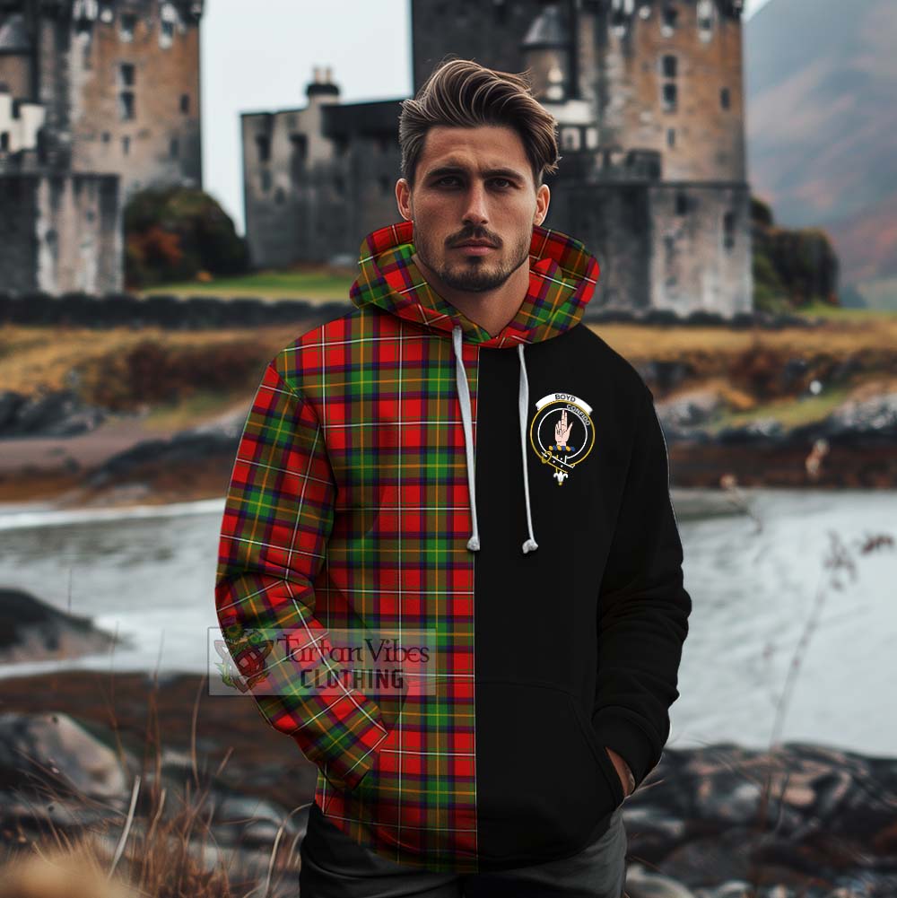 Tartan Vibes Clothing Boyd Tartan Cotton Hoodie with Family Crest and Half Of Me Style