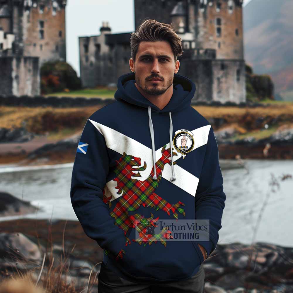 Tartan Vibes Clothing Boyd Tartan Lion Rampant Cotton Hoodie Proudly Display Your Heritage with Alba Gu Brath and Clan Name