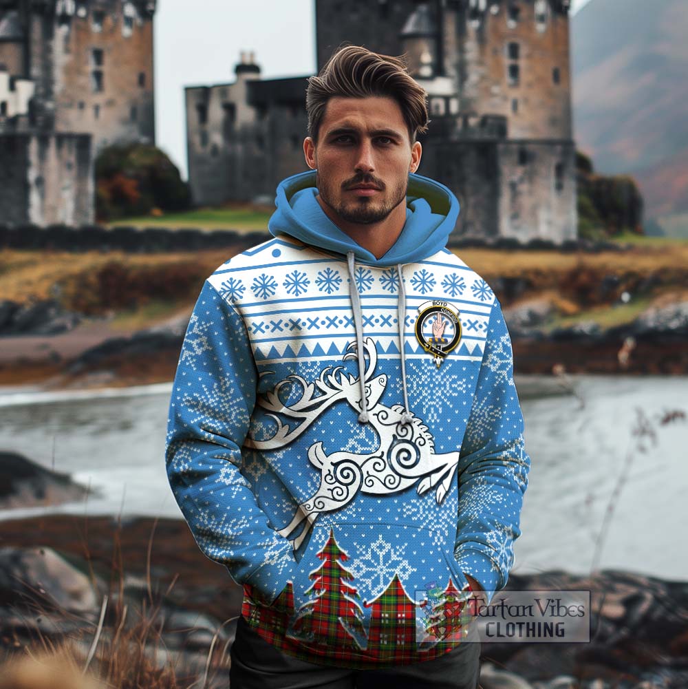 Tartan Vibes Clothing Boyd Clan Christmas Cotton Hoodie Celtic Reindeer Style