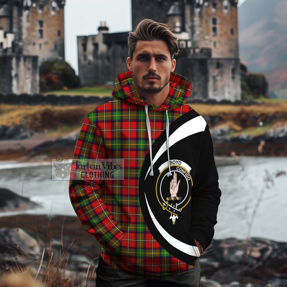 Tartan Vibes Clothing Boyd Tartan Cotton Hoodie with Family Crest Circle Style