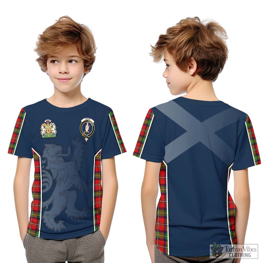 Boyd Tartan Kid T-Shirt with Family Crest and Lion Rampant Vibes Sport Style Youth XL Size14 - Tartan Vibes Clothing