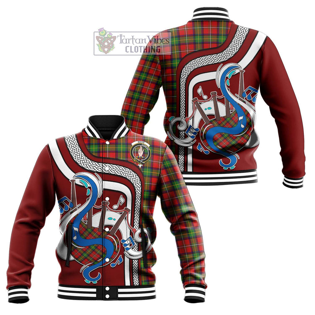 Tartan Vibes Clothing Boyd Modern Tartan Baseball Jacket with Epic Bagpipe Style