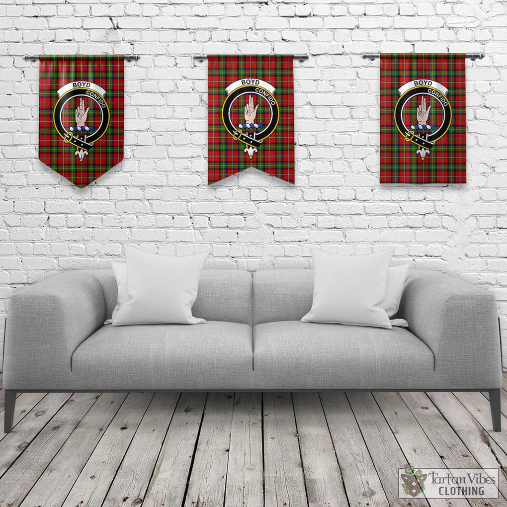 Tartan Vibes Clothing Boyd Modern Tartan Gonfalon, Tartan Banner with Family Crest