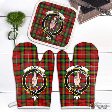 Boyd Tartan Combo Oven Mitt & Pot-Holder with Family Crest White - Tartan Vibes Clothing