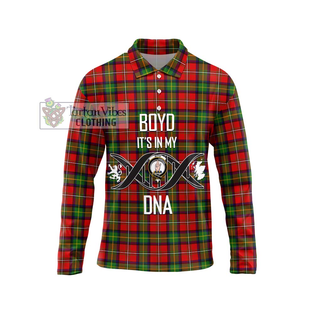 Boyd Tartan Long Sleeve Polo Shirt with Family Crest DNA In Me Style Unisex - Tartanvibesclothing Shop