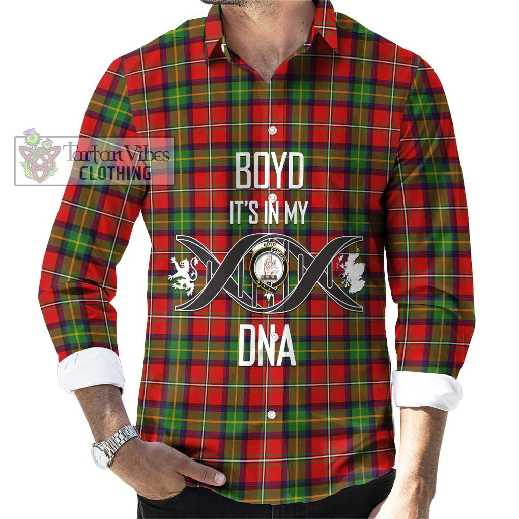 Boyd Tartan Long Sleeve Button Shirt with Family Crest DNA In Me Style Men's Shirt S - Tartanvibesclothing Shop